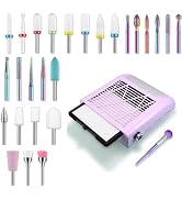 Rolokit 80W Nail Dust Collector Nail Tech & 26PCS Nail Drill Bits Set, 3/32 Professional Nail Bit...