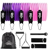 Bear Grips Tube Resistance Bands for Working Out - 11 Pcs Exercise Bands Resistance Bands Set - S...