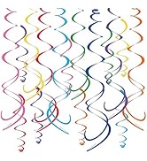 HonuGoGo 48-Piece Multi-Color Paper Swirl Decorations – Hanging Party Swirls for Birthday, Baby S...