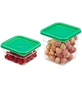 Cambro 2 & 4 QT (Quart) Square Food Storage Container with Green Lid (2 Pack) - Classic Series (C...