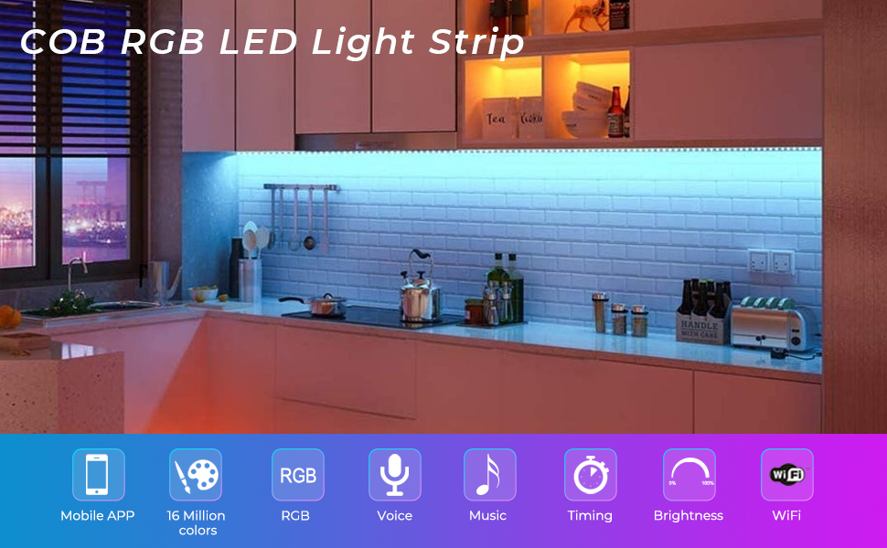 cob rgb led strip lights for bedroom