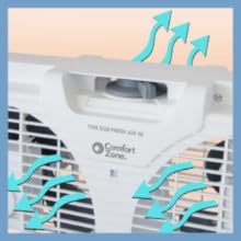 comfort zone window fan with reversible air flow intake exhaust