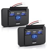 2PCS Gibbab 72W 3 Ports 12V RV USB Switch Outlet with Voltmeter, 36W PD3.0 Type-C Quick Charge + ...