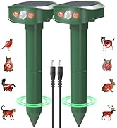 Qabbiaxsaz 2 Pack Solar Animal Repellent with Dual-Directional Flashing Lights - Ultrasonic & Vib...