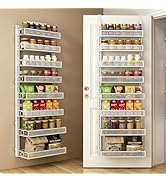 Clothink Over the Door Pantry Organizer 8 Tier Hanging or Wall Mounted Spice Rack with Adjustable...