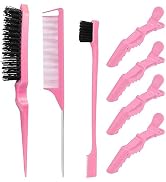 7 Pcs Hair Styling Comb Hair Brush Set - Durable Bristle Slick Back Hair Brush Teasing Comb Rat T...