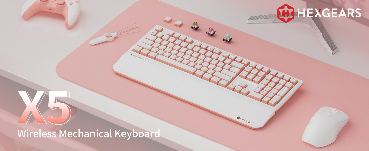 Wireless Mechanical Keyboard, Hot Swappable Wired/Bluetooth/2.4G Wireless Keyboard