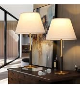 PSDSSHIIS 26.4" Set of 2 Modern Living Room Table Lamp for End Tables Bedside Lamps for Bedroom 3...