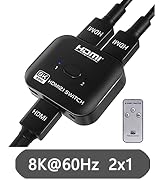 8K HDMI Splitter 1 in 2 Out, HDMI 2.1 Switch 4K 120Hz, Bi-Directional Switcher 2 in 1 Out Support...
