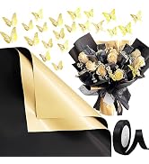 Potanro Flower Wrapping Paper Double Sided Flower Wrapping Paper Black Bouquet Wrapping Paper 20 ...