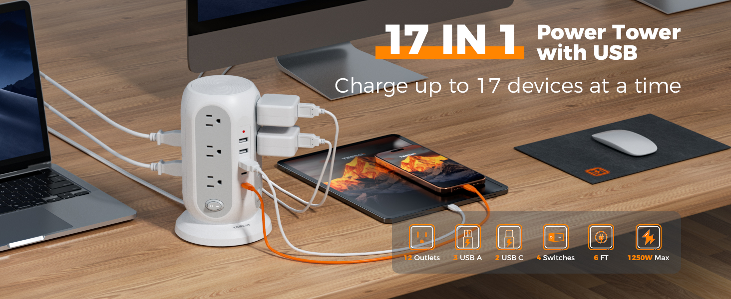Power Strip with USB C Ports