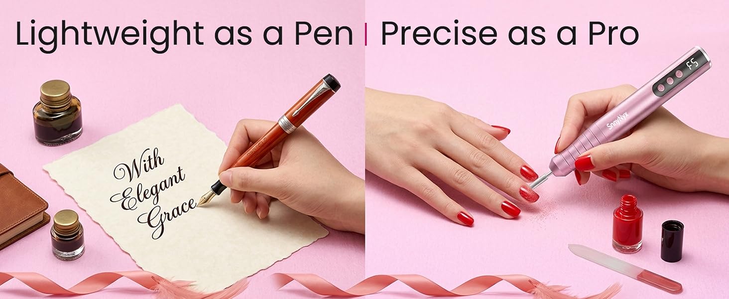 electric nail file feels as natural as holding a pen eliminates hand and wrist fatigue