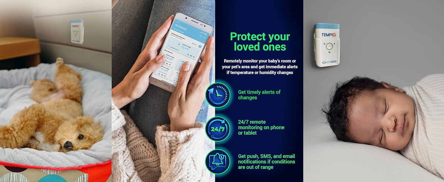 TempIQ Remote Wi-Fi Temperature and Humidity Sensor keeps babys, pets and loved ones safe