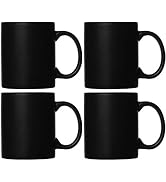 Smilatte M010 Matte Black Porcelain Coffee Mugs, 12 oz Classic Ceramic Cup with Handle for Latte ...