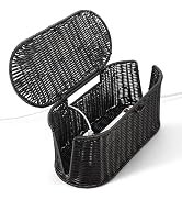 YCLYC Handwoven Rattan Style Cable Management Box, Cord Organizer with Outlet Covers, Cord Hider ...
