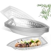 piopiocoing 50 Pack 8 oz Disposable Plastic Banana Split Boats, Plastic Ice Cream Sundae Bowls, a...