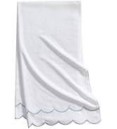 CASYUNE 100% Cotton Scalloped Bath Towels 29 x 52 Inch 600 GSM Embroidered Soft Absorbent Decorat...