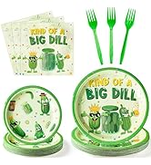 G1ngtar 96Pcs Funny Cucumber Party Plates Supplies - Kind of A Big Dill Party Tableware Decoratio...