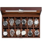 ProCase Watch Box Organizer, 12 Slot Watch Display Case With Glass Lid, Watch Storage Holder Mens...