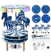 MIOYOOW DIY Carousel Music Box Soldering Kit, RGB LED Merry-go-Round Solder Practice Kit with 3 S...