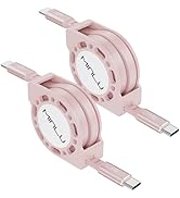 Minlu Retractable USB C to USB C Cable(4FT, 2Pack),100W USB Type C to C Charger Cord Fast Charge ...