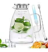 Glass Pitcher,88oz/2.5 Liter Water Pitcher with Precise Scale Line,Glass Jug with Sealed Lid,Beve...