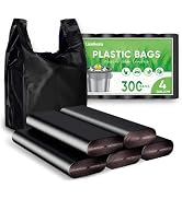 LainNeala Plastic Bags Black, (11.5”x 6.5" x 21”)(300Pack) Plastic Bags with Handles Plastic Shop...