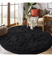 MOONLIGHT20015 4x4 Round Shaggy Black Rugs for Living Room - Soft Plush Carpet for Bedroom, Nurse...