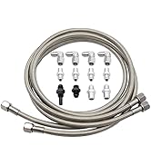 GXARTS 70 Inch 6AN Flexible SS Braided Transmission Cooler Hose Line 7/16” O.D. & 3/8” I.D 700R4 ...