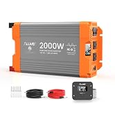 ALLWEI 2000W Pure Sine Wave Inverter 12V DC to 120V AC Converter, Surge 4000W, 20A Sockets, Hardw...