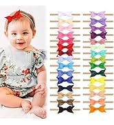 XIMA Baby Girls Hair Bows Headbands,Multi-Color Knot Grosgrain Ribbon Bows with Nylon Elastic Ban...