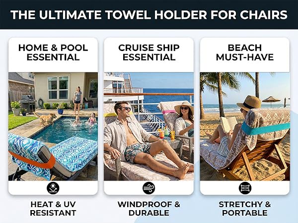 Multi-functional beach towel straps for pool chairs towel clamps for beach chairs