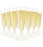 SUREHOME Champagne Flutes Plastic 40 Pcs Gold Glitter Champagne Glasses Disposable Mimosa Glasses...