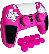 HLRAO Anti-Slip Pink Controller Skin,Soft Thicken Studded Protective Silicone Cover Skin Grips Co...