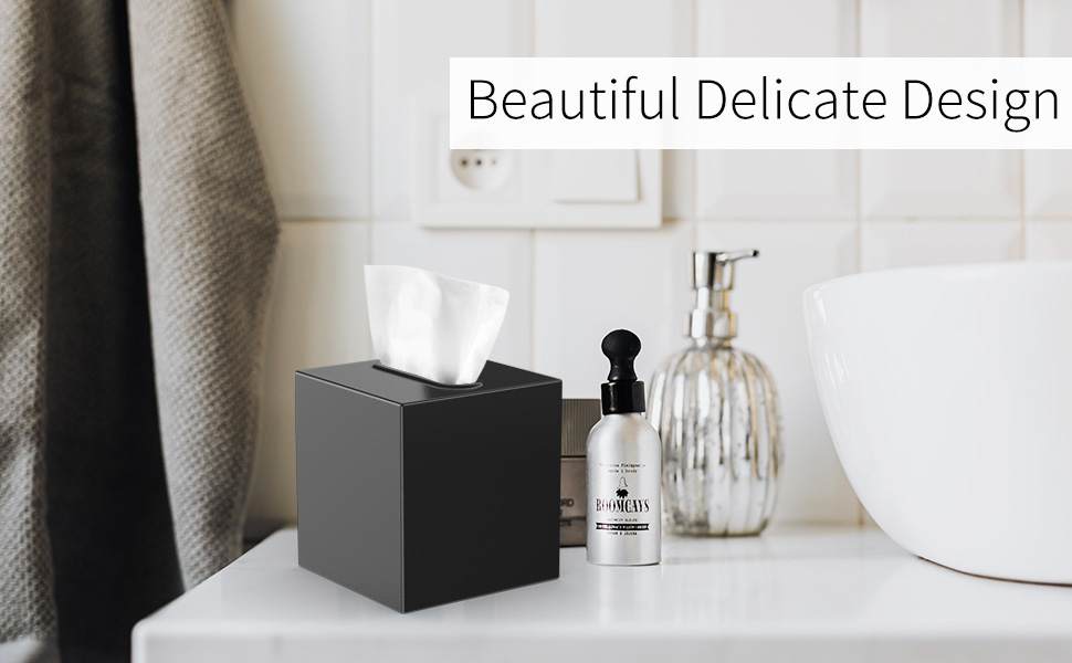 Livelab Metal Tissue Box Cover, Square Tissue Box Holder Tissue Box Dispenser for Bathroom