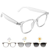 Smart Glasses for Women Men, Bluetooth Glasses with Photochromic Lenses Touch Control Voice Assis...
