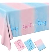 T-Antrix 3 Pack Gender Reveal Party Tablecloth 54X108 Inch Disposable Plastic Waterproof Table Co...