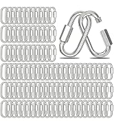 100PCS 2 Inches Chain Quick Links, M5 Galvanized Steel Thread Heavy Duty Carabiner Clips, 3/16" L...