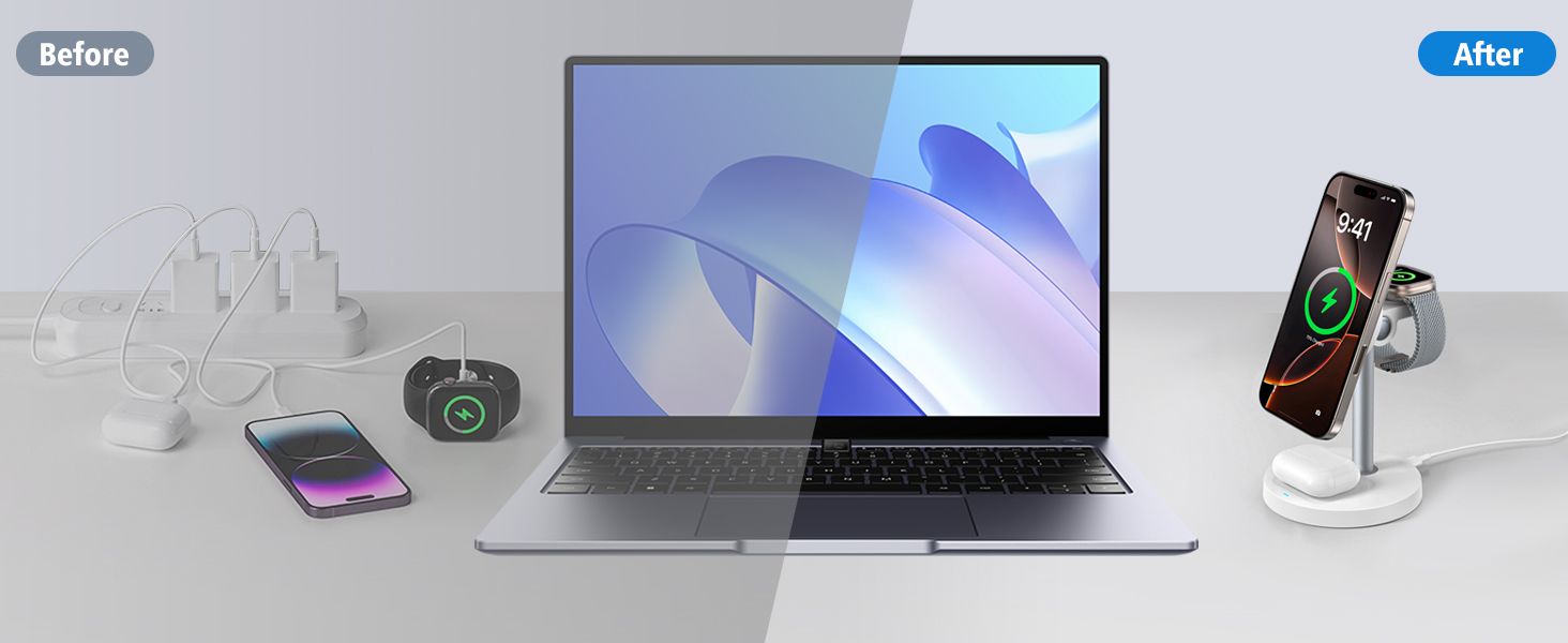 magnetic charger charging station wireless iphone 3 in 1 magsafe phone watch fast airpods mag-safe