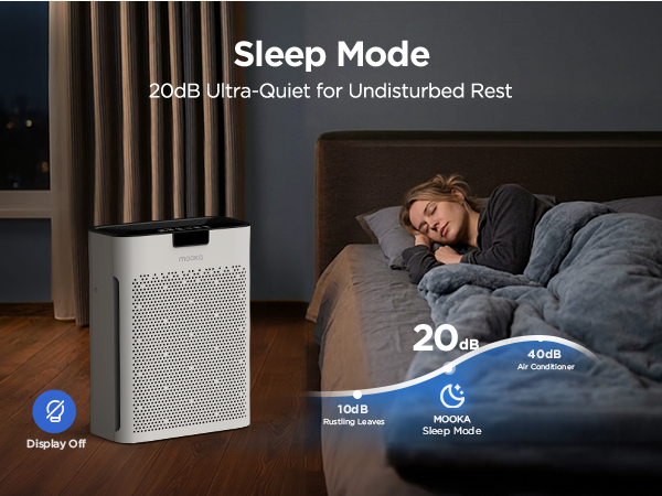20dB ultra quiet air purifier for bedroom, featured with display off function for undisturbed sleep