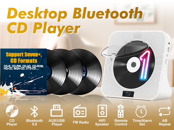 Desktop bluetooth cd player