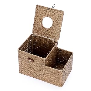high quality square tissue box holder with side storage bin