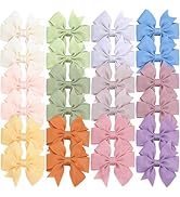 24PCS 3Inch Hair Bows for Girls Grosgrain Ribbon Pinwheel Baby Hair Clips Toddler Hair Accessorie...