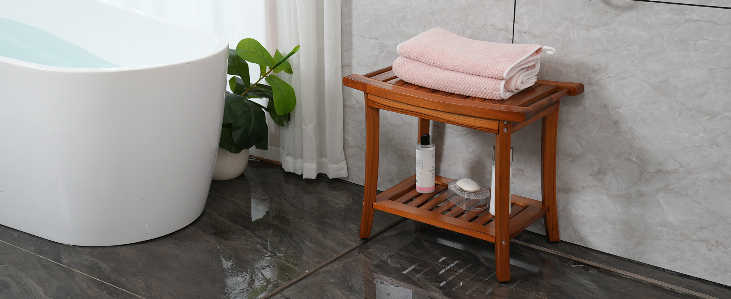 teak shower bench