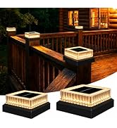 Gahomlumy Solar Post Cap Lights Outdoor, 2 Pack Waterproof Fence Post Solar Lights 3000K with Fad...