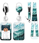 Badge Holder Lanyard Green Mountain ID Card Holders Detachable Name Tag Clips Cute Funny Nurse Te...