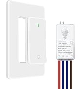Greencycle Wireless Light Switch and Receiver Kit,Remote Buckble & Removable Wall Switch,1000W LE...