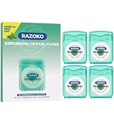 Coconut Oil Dental Floss Expanding Dental Floss Suitable for Wide Spaces (55 Yards, 4 Count) - Mi...