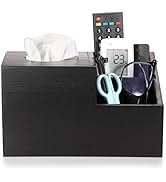 Sumnacon Tissue Box Cover Square Wood Tissue Box with Hinged Lid Multi-Functional Tissue Box Hold...