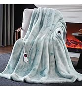 Guohaoi Heated Electric Blanket Throw, Soft Faux Rabbit Fur Heating Blanket with 10 Heating Level...